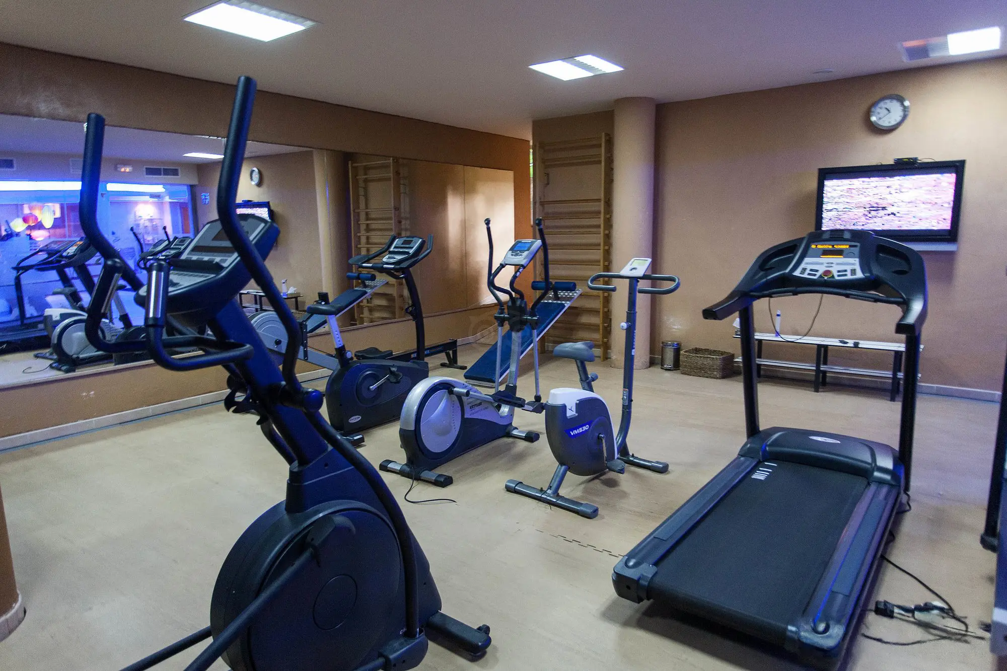 Fitness room with cardio equipment at Lago Garden